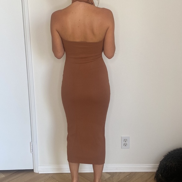 BROWN MIDI DRESS size XS - Picture 2 of 4